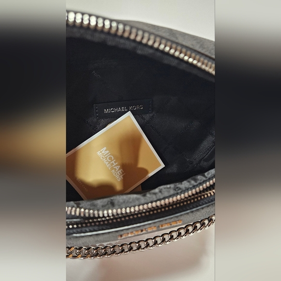 NWT Michael Kors Black Signature Jet Set Belt/Sling Messenger Bag with Chain - Picture 7 of 7